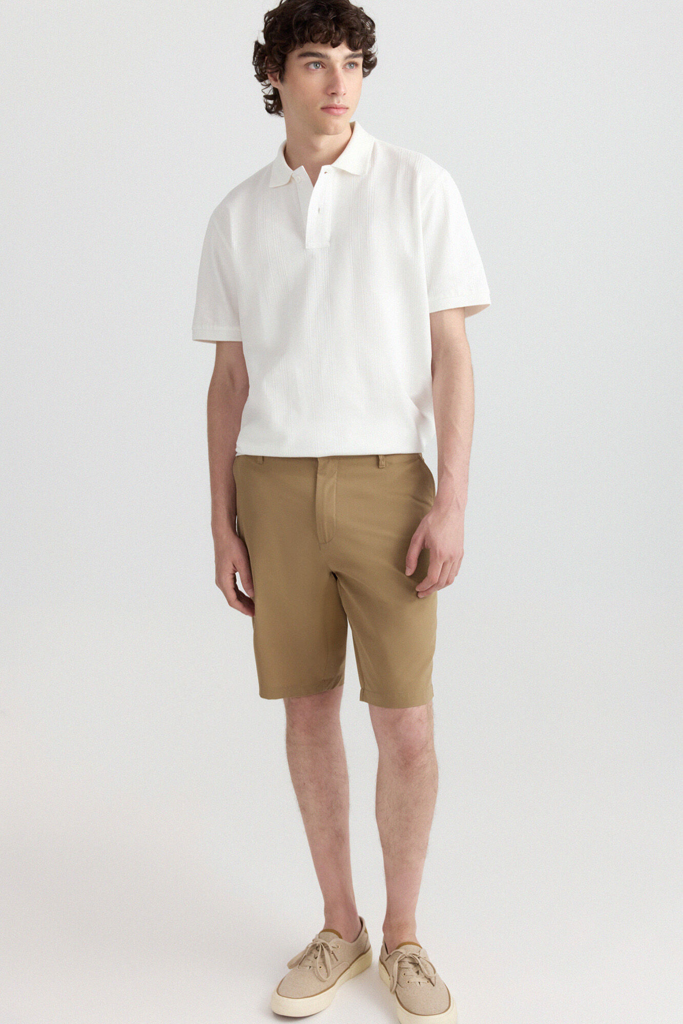 Springfield Polo de estructura slim fit marfil