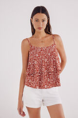 Springfield Top estampado volantes naranja