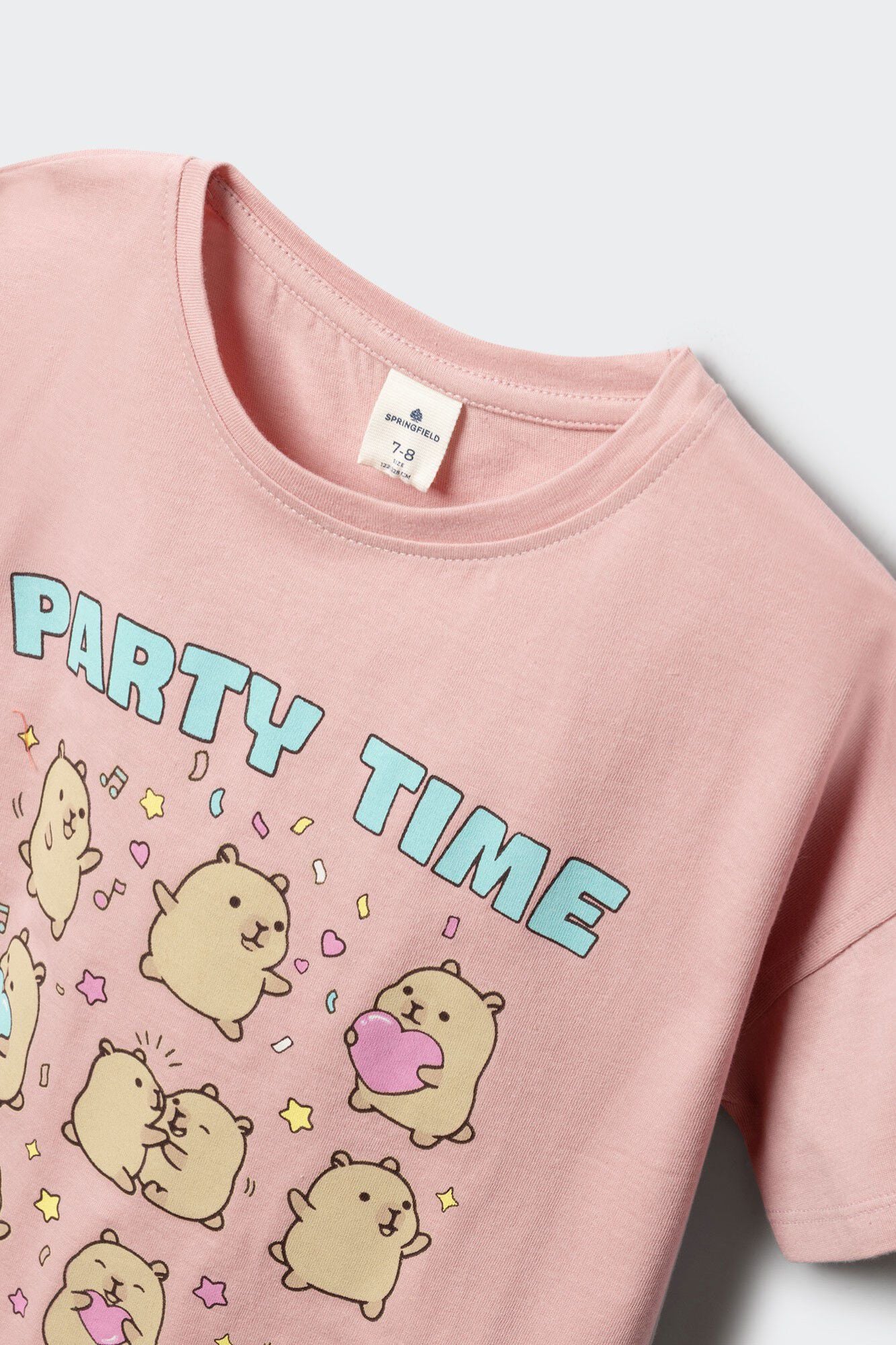 Springfield Kids Playera de manga corta capybara party ni&ntilde;a rosa