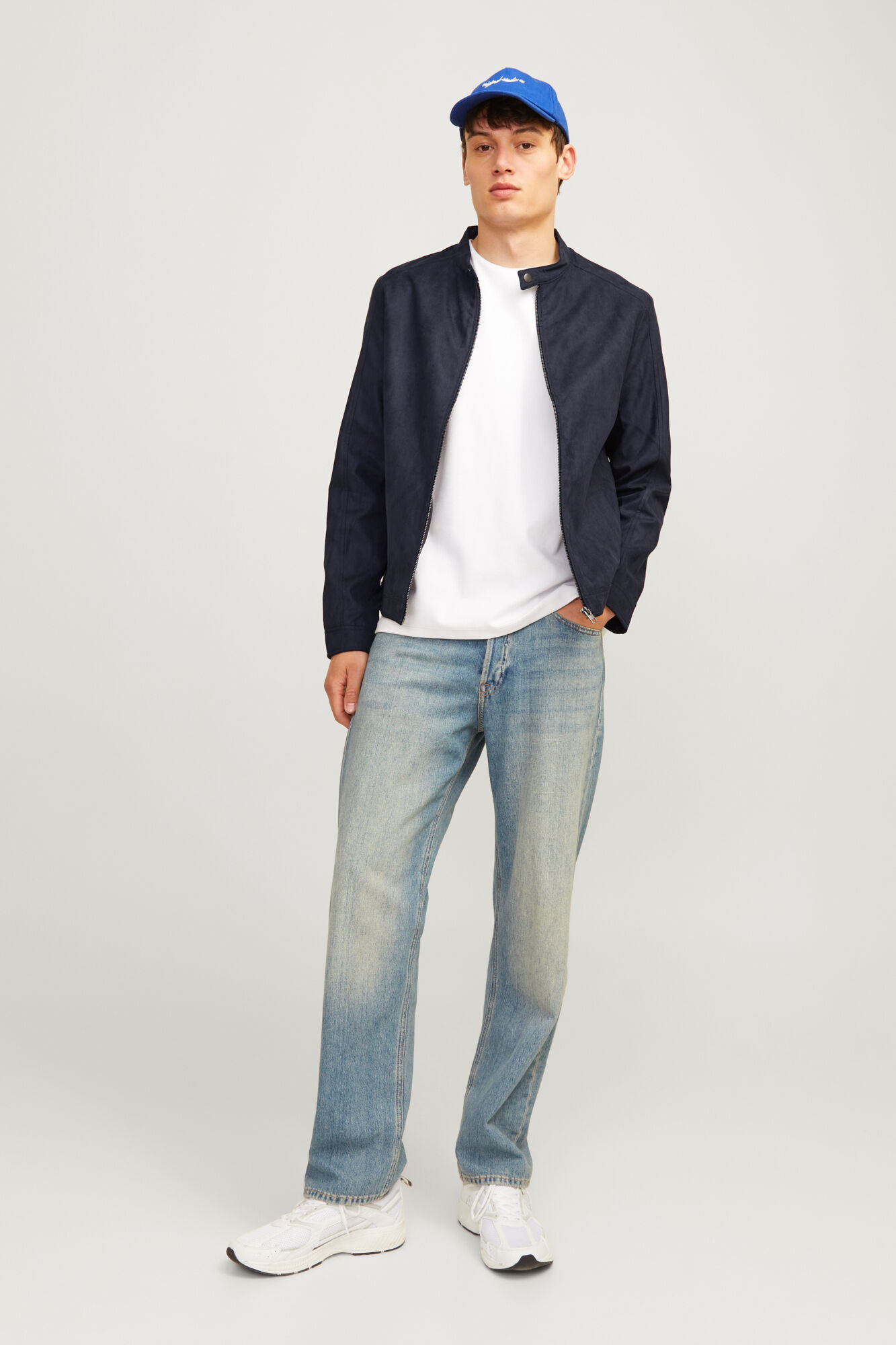 Jack & Jones Chamarra motera simil ante negro