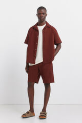 Springfield Bermudas de lino relaxed fit naranja