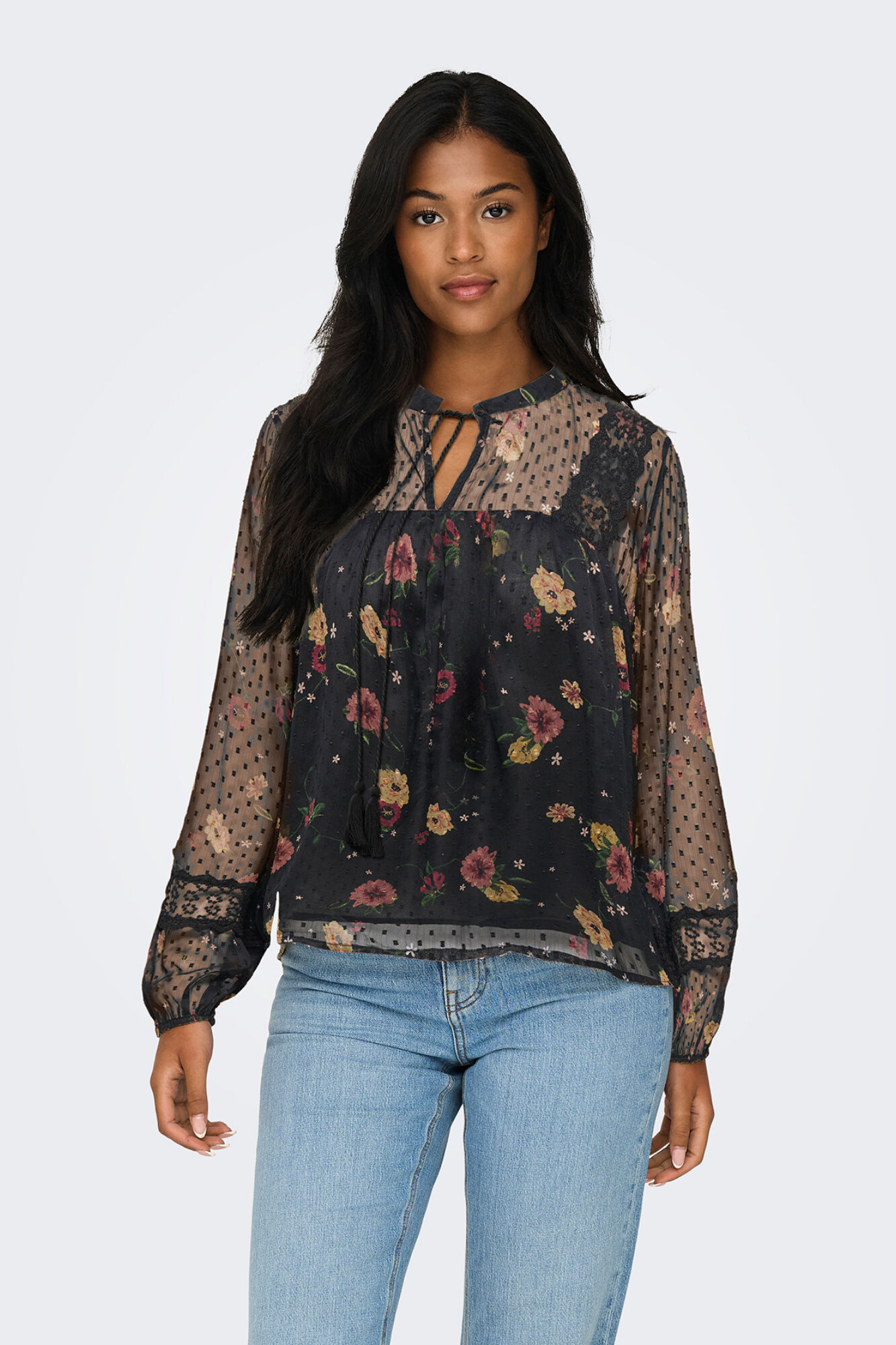 Only Blusa estampada semitransparente
