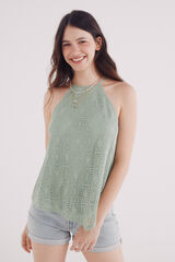 Springfield Top escote halter crochet verde