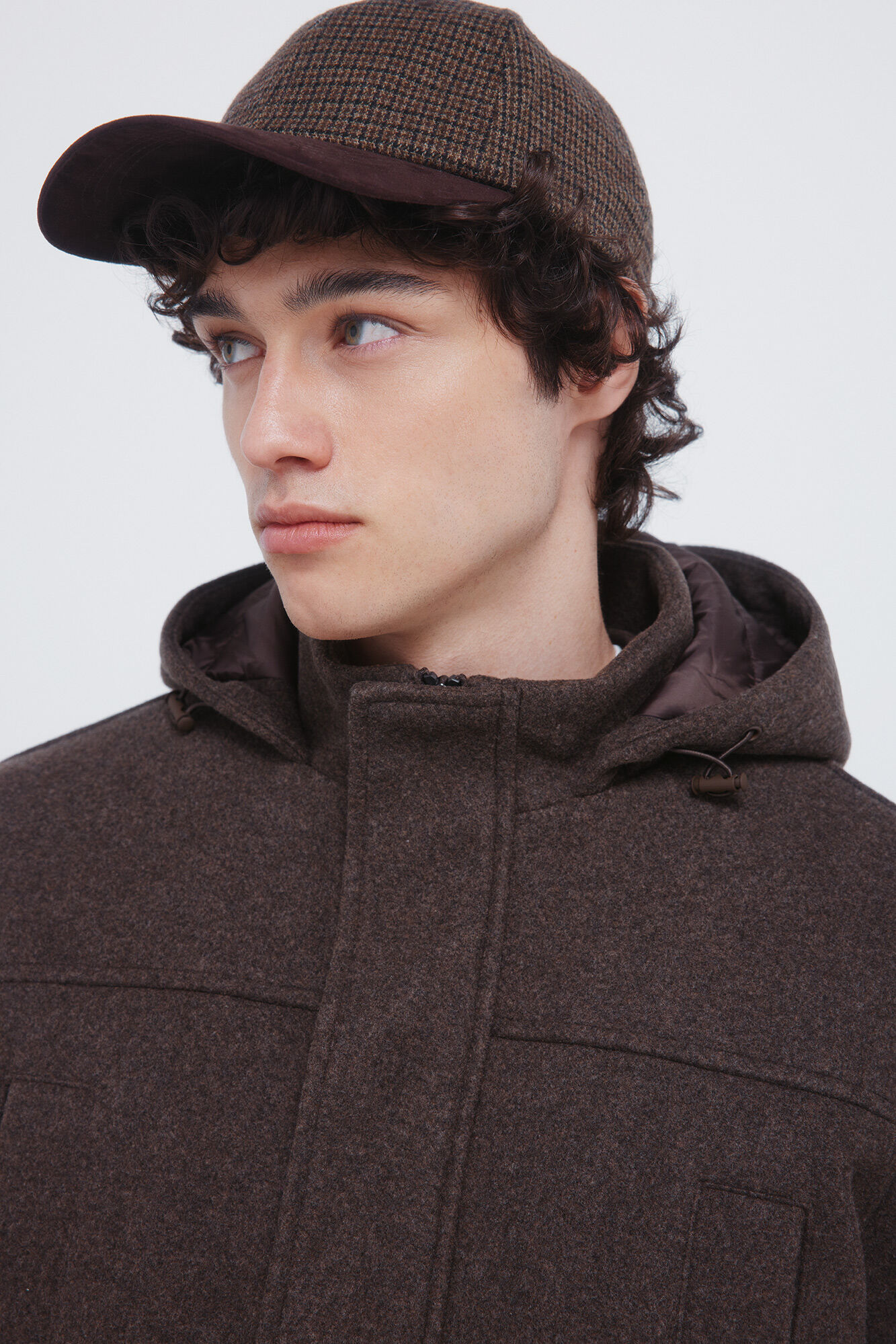 Springfield Parka larga efecto lana estampado