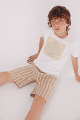 Springfield Bermuda de rayas lino para niño beige