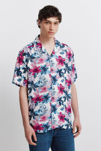 Springfield Camisa de manga corta de viscosa estampada