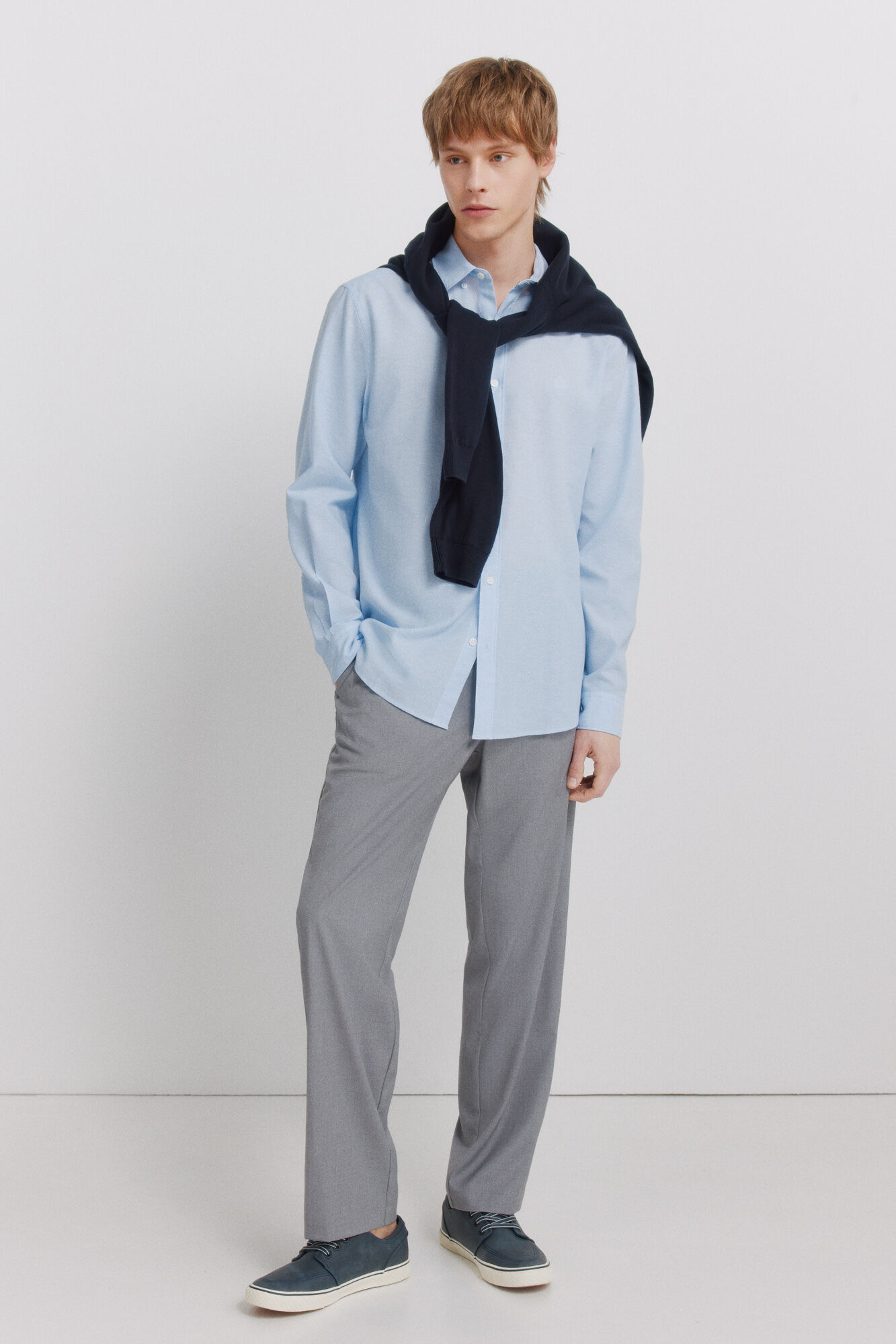 Springfield Camisa de lino azul