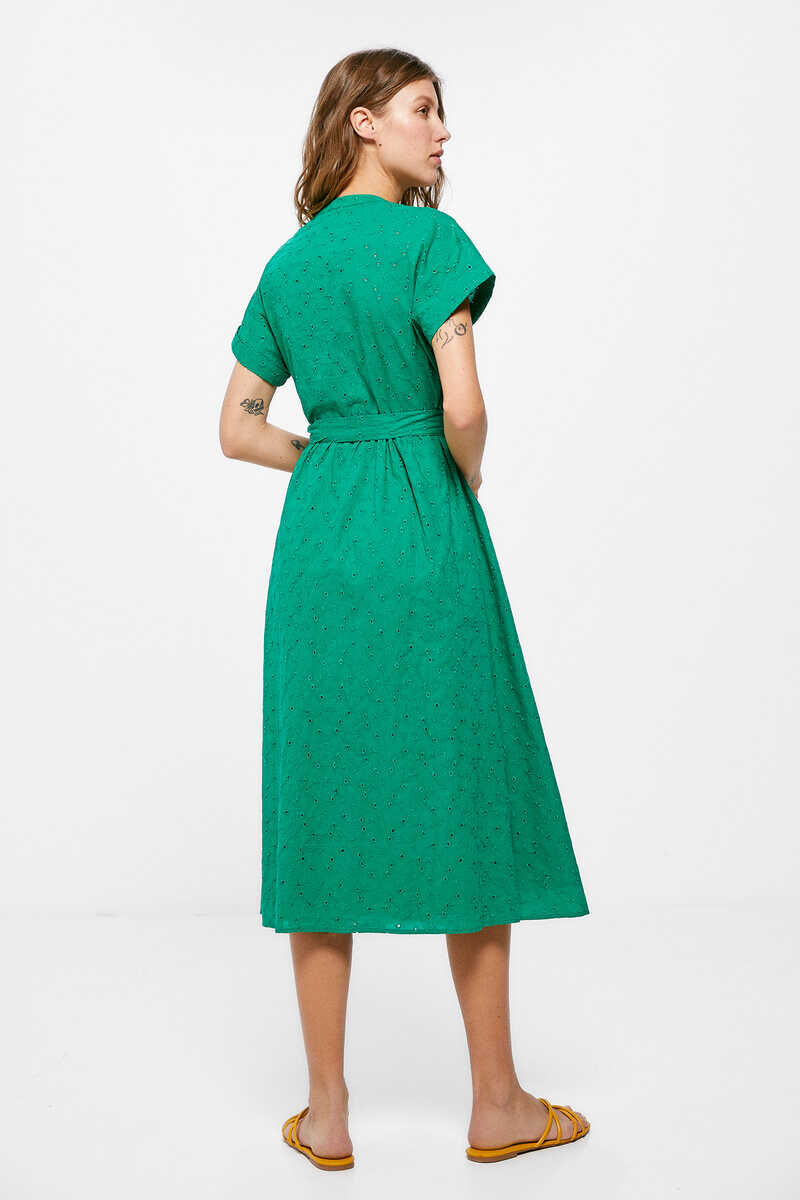 Springfield Vestido Midi Camisero Shiffly verde