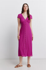 Springfield Vestido midi de crochet con botones fucsia