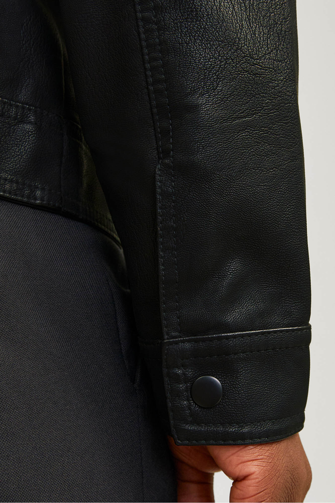 Jack & Jones Chamarra motera simil piel negro