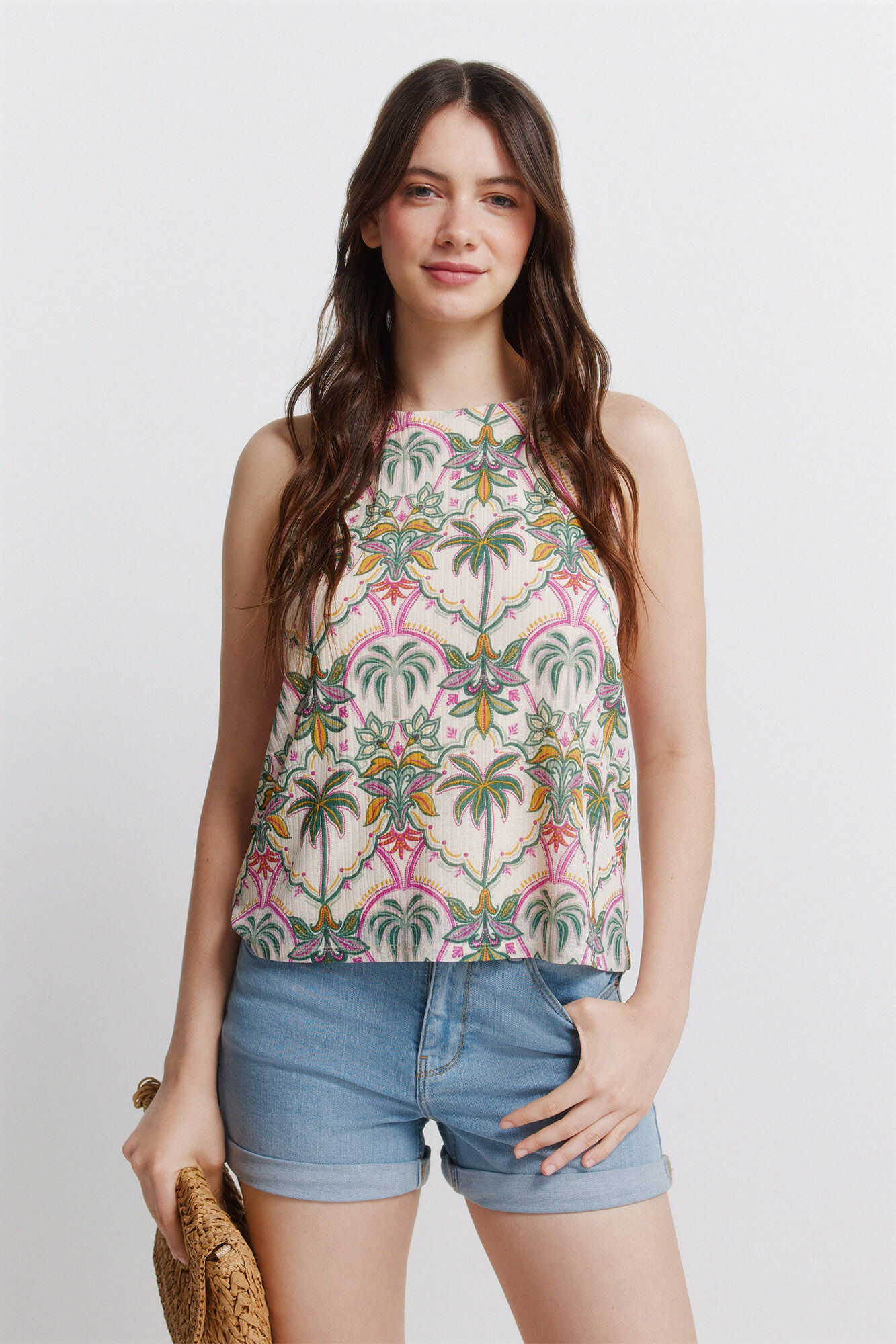 Springfield Playera cuello halter estampada