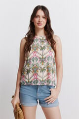 Springfield Playera cuello halter estampada blanco