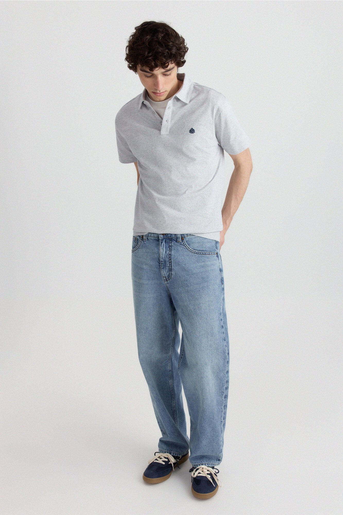 Springfield Polo de jersey de microraya slim fit marfil