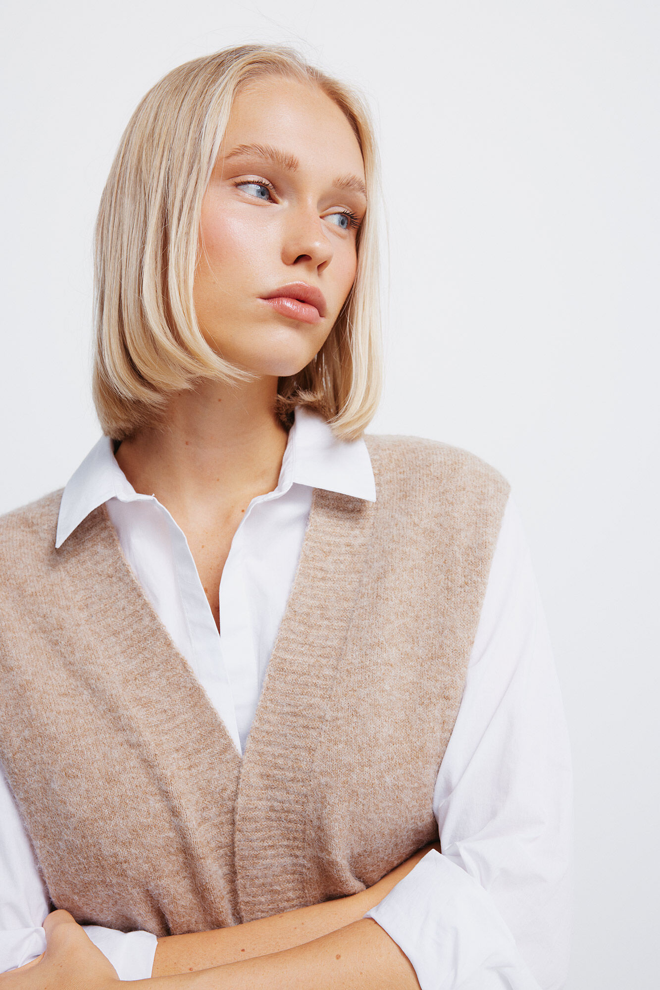 Springfield Chaleco largo abierto caf&eacute;