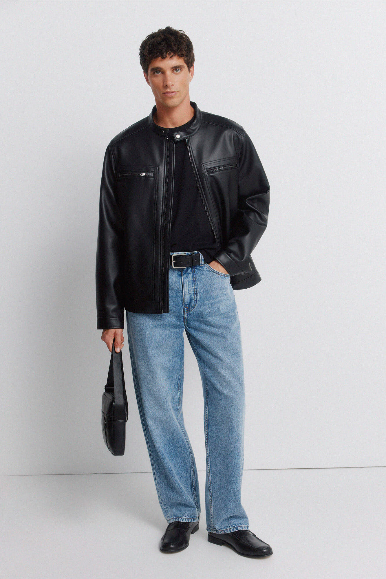 Springfield Chamarra efecto piel negro