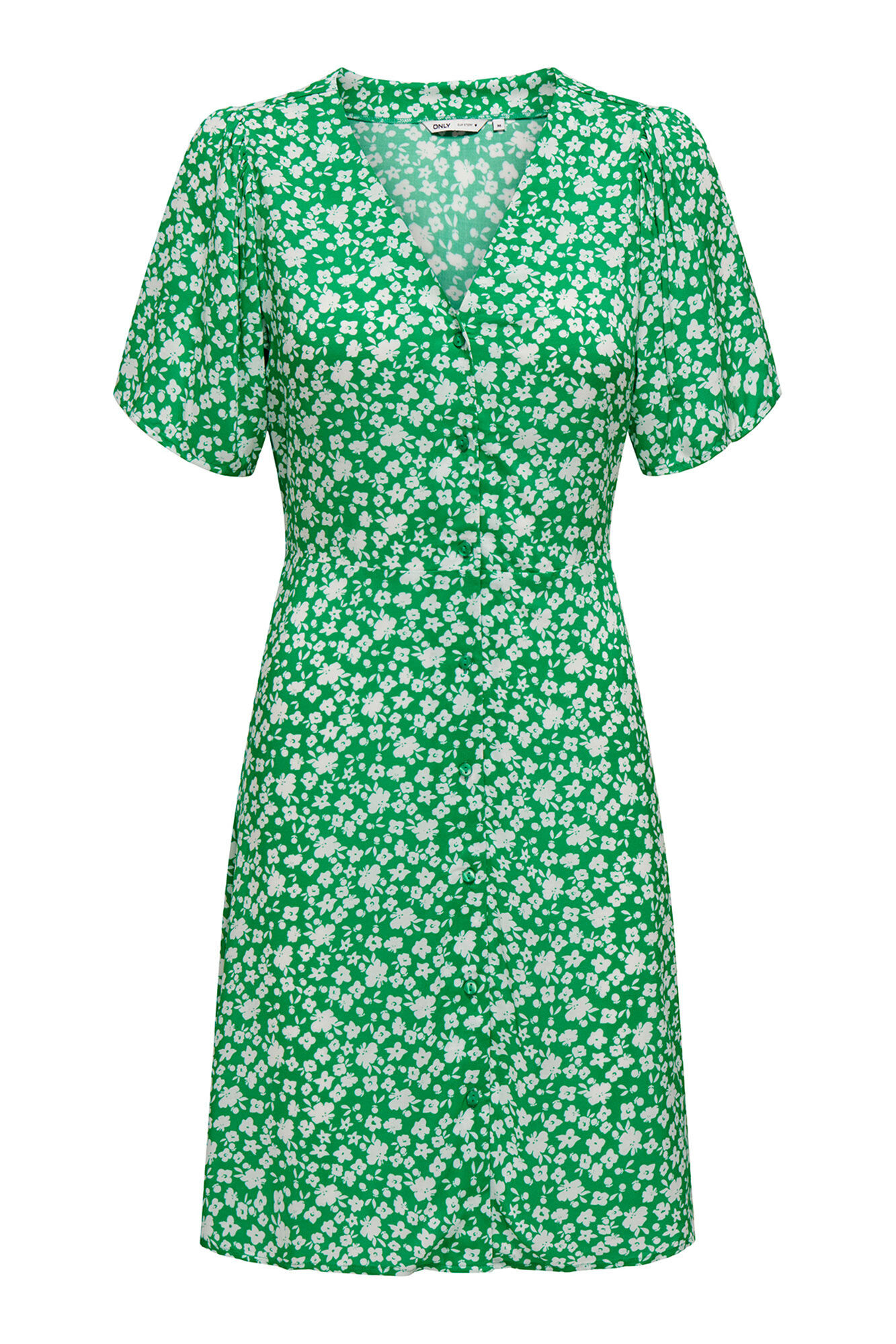 Only Vestido corto manga corta verde