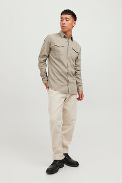 Springfield Camisa denim confort fit beige
