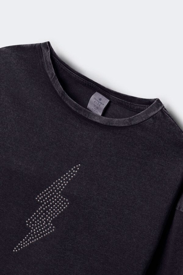 Springfield Kids Playera manga larga rayo diamantes niña gris