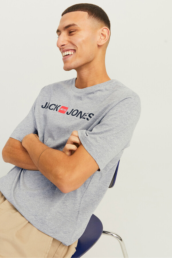 Jack & Jones Playera estándar fit gris