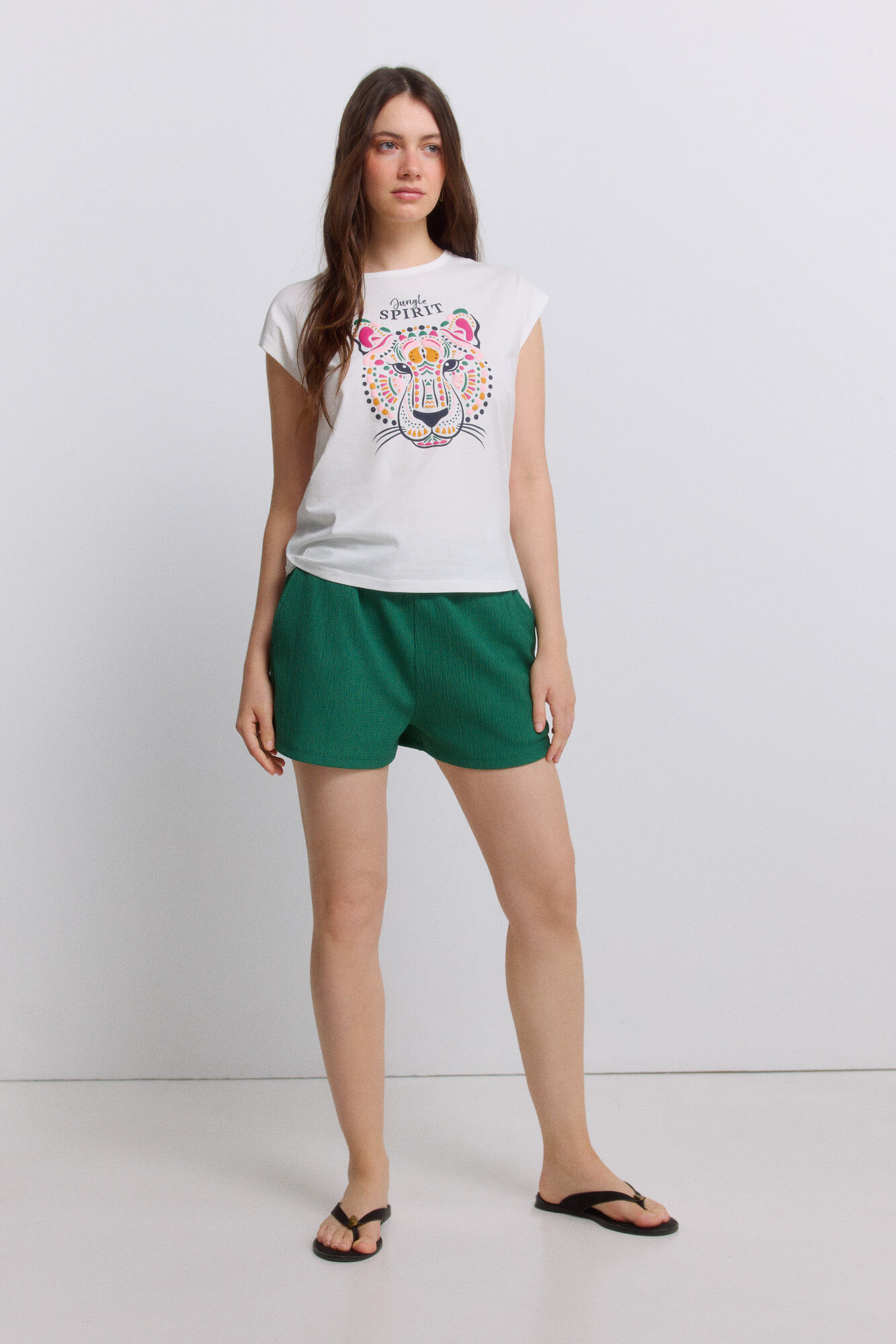 Springfield Playera sin mangas con estampado blanco