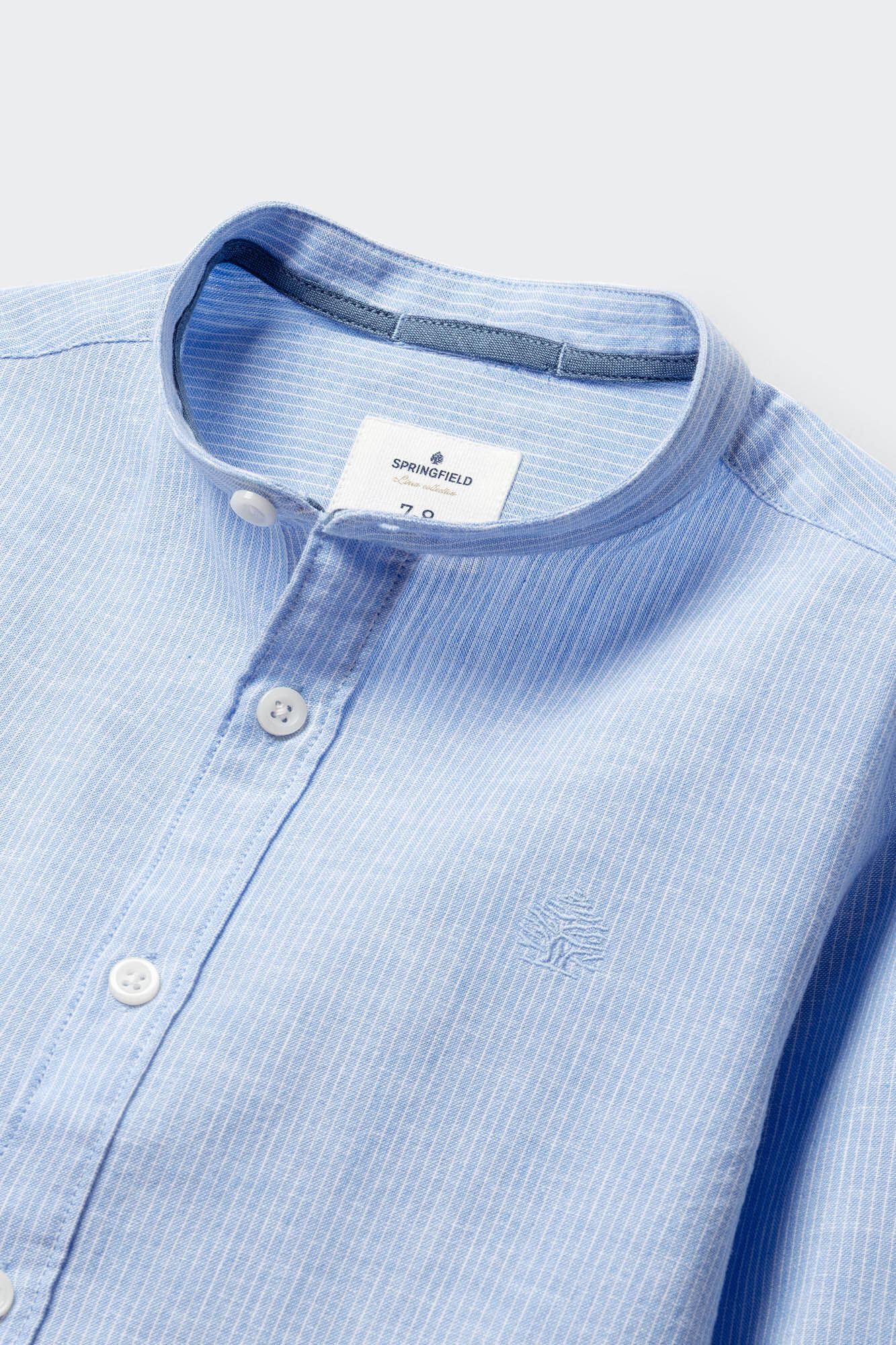 Springfield Kids Camisa cuello mao a rayas de lino para ni&ntilde;o azul