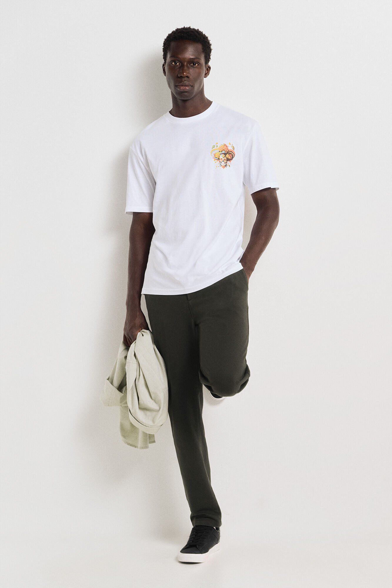 Springfield Playera skull flowers natural