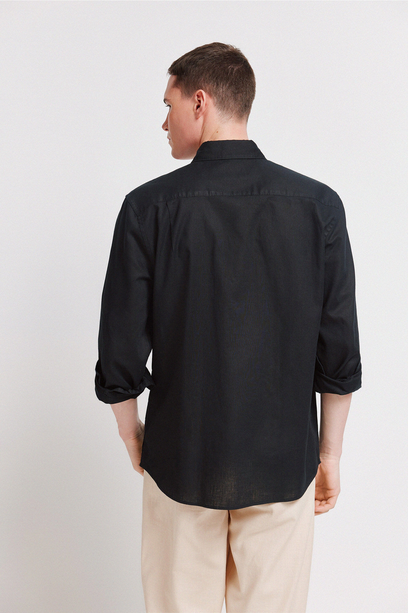 Springfield Camisa de lino negro