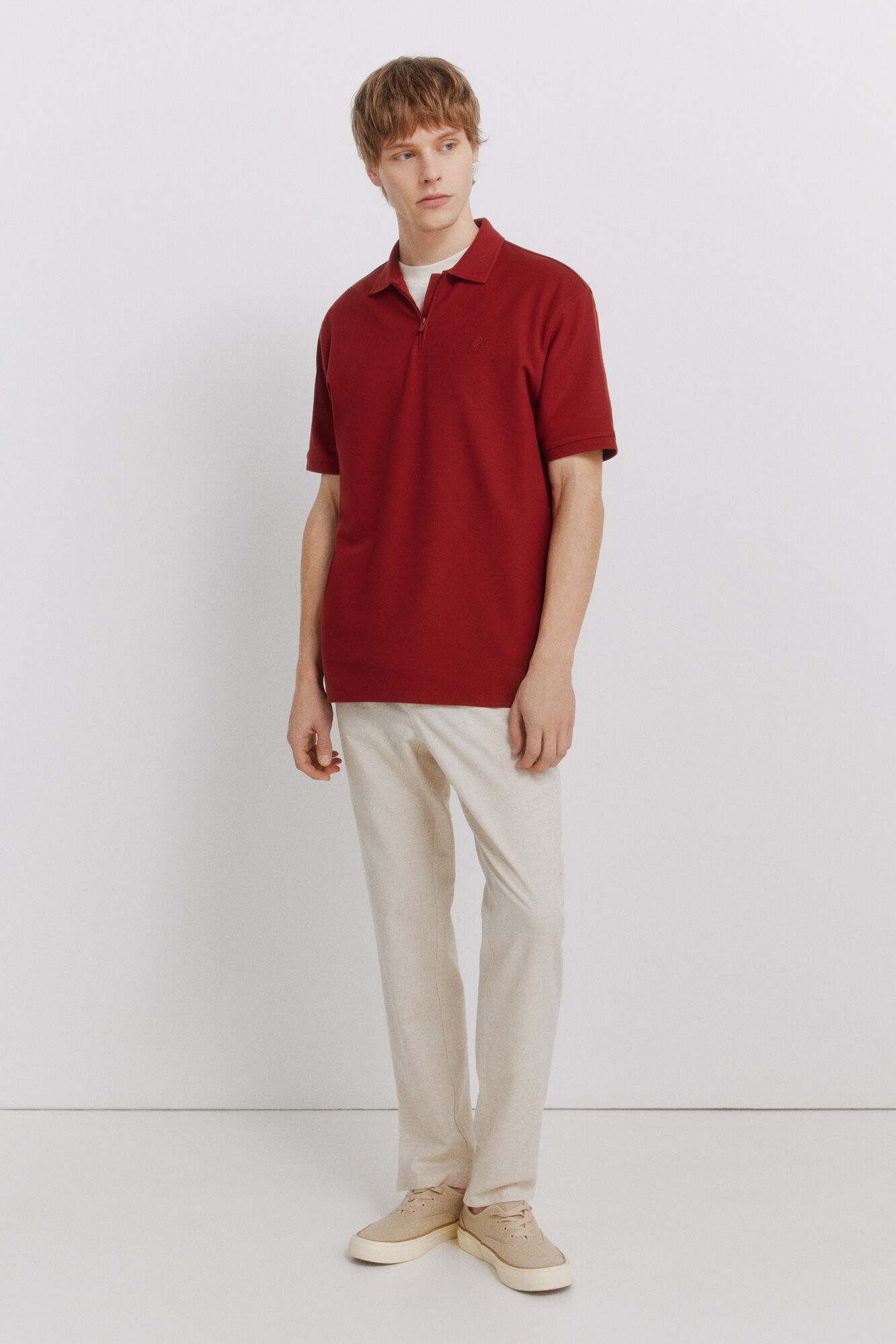 Springfield Polo de piqu&eacute; con cierre regular fit naranja