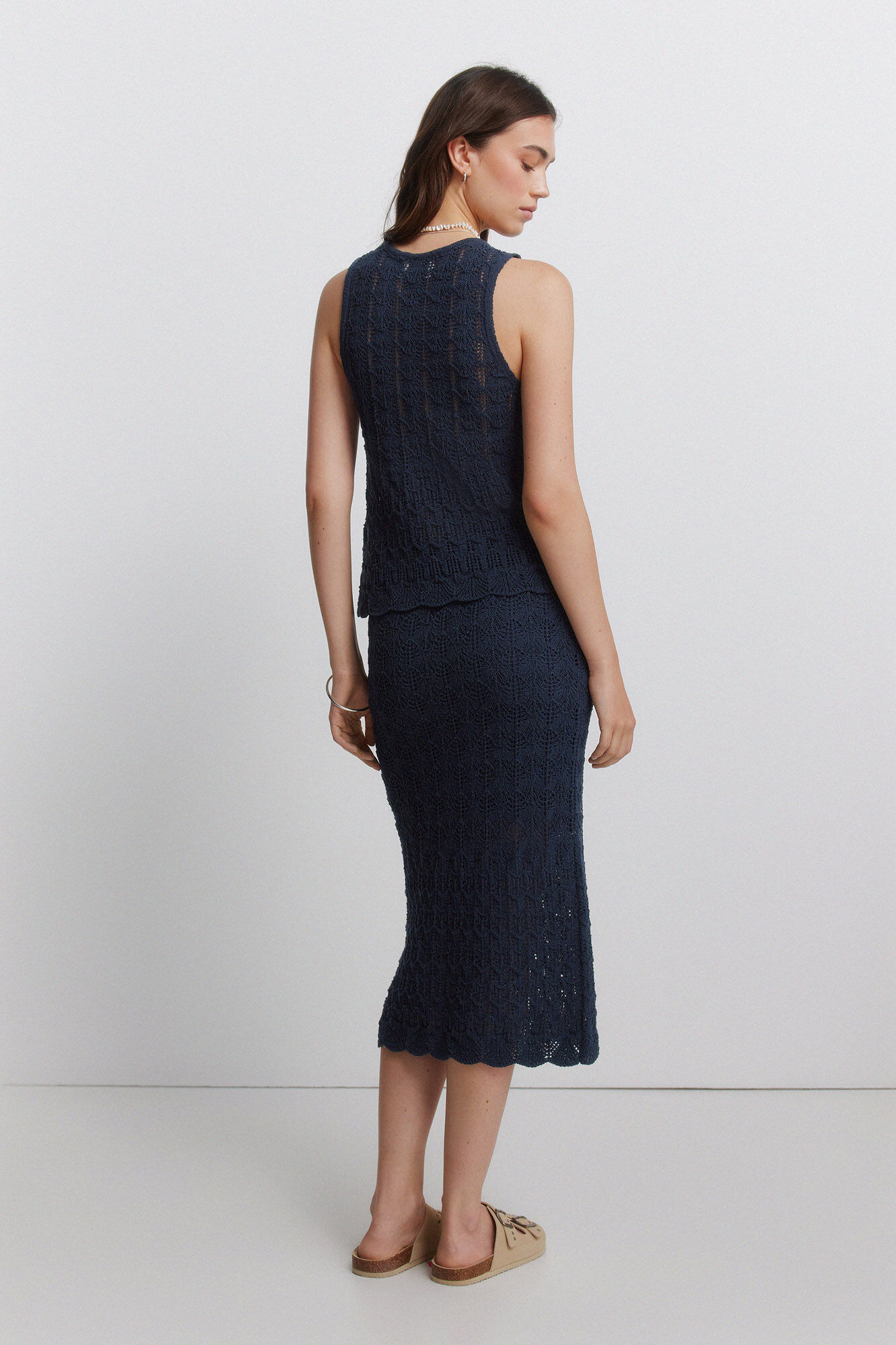Springfield Falda de punto calado azul