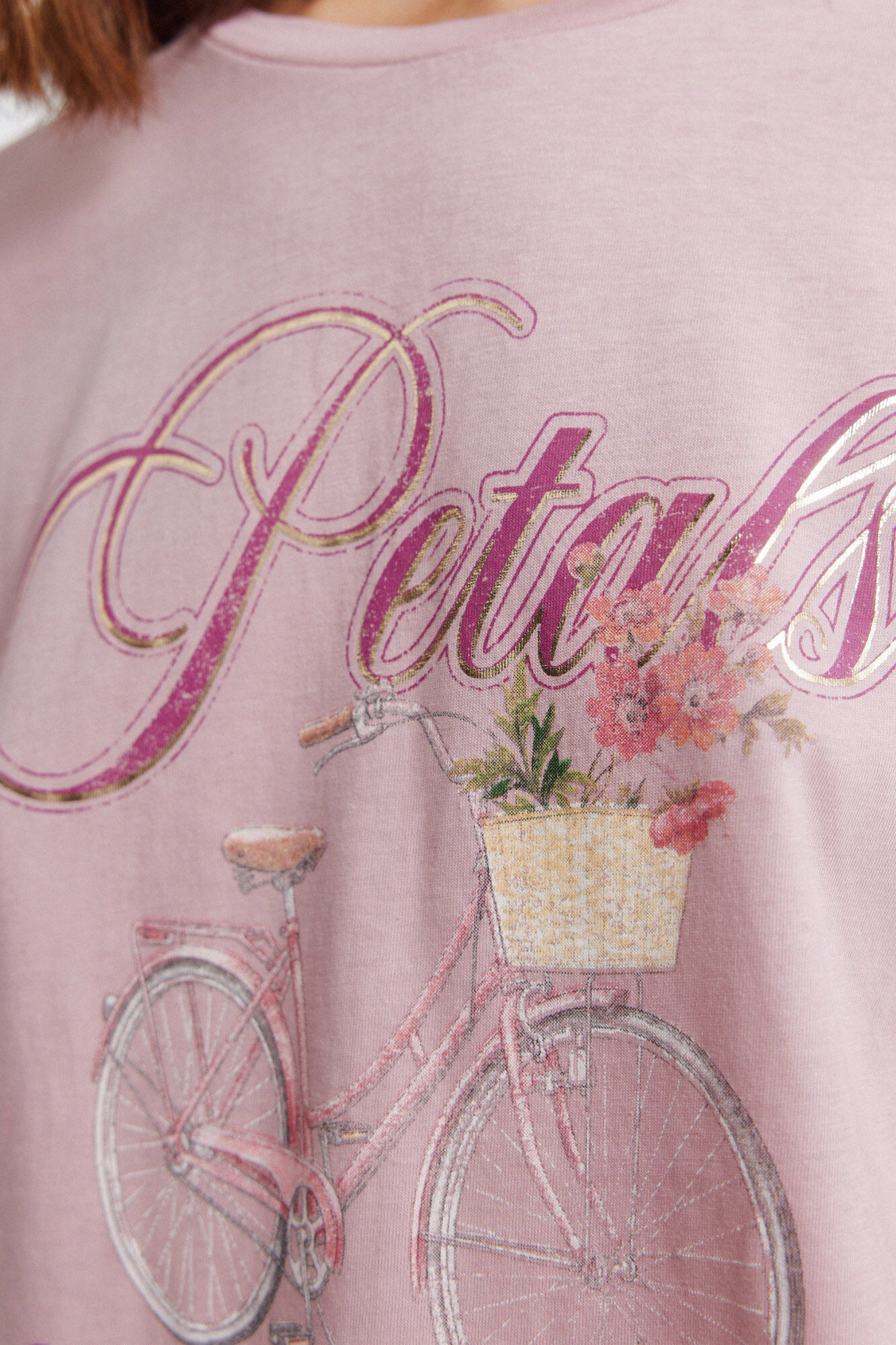 Springfield Playera de manga corta sin mangas con flores rosa