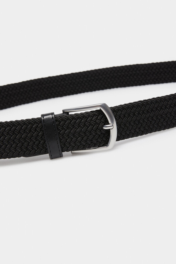 Springfield Cinturón trenzado básico monocolor negro