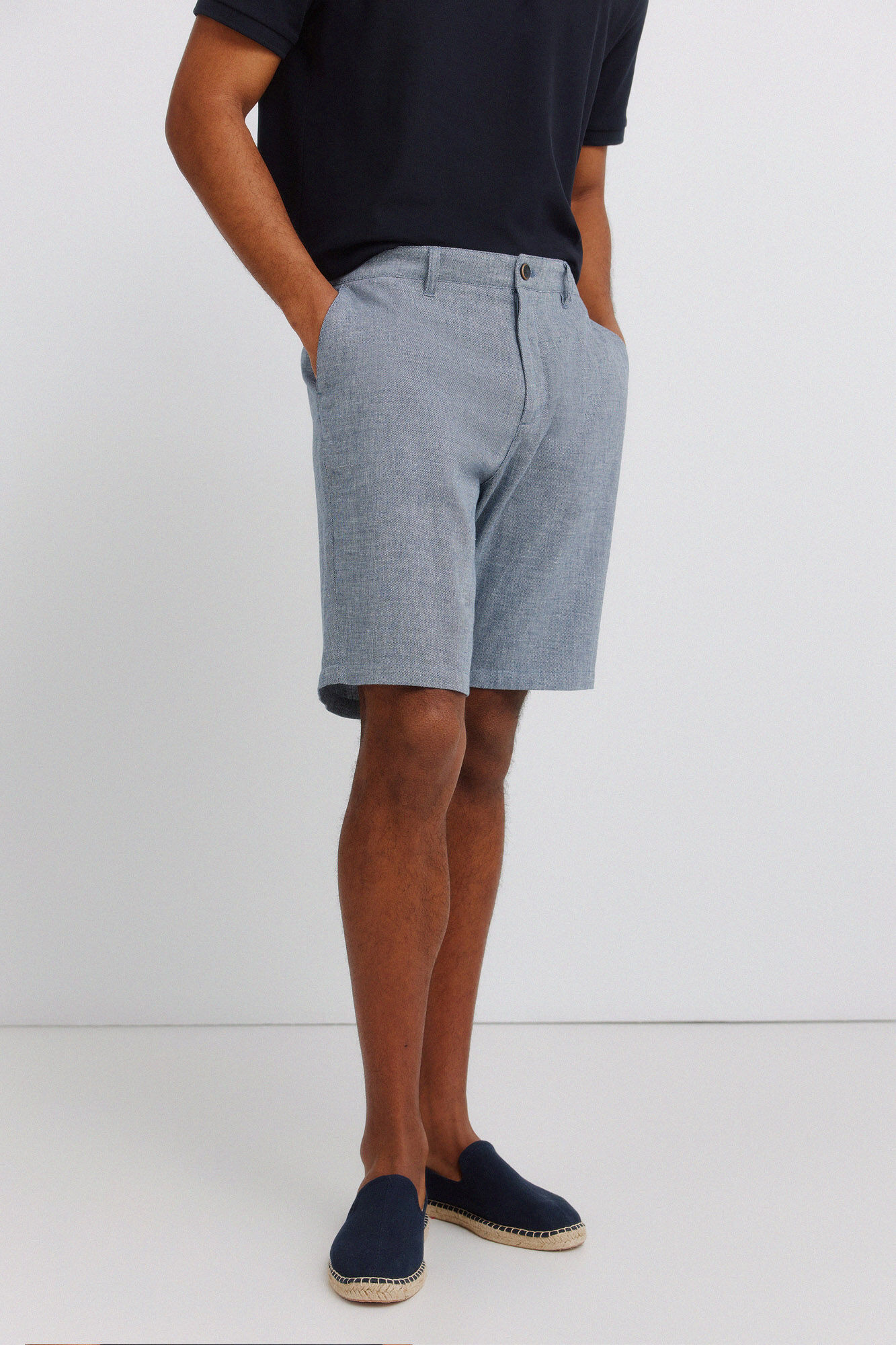 Springfield Bermudas dobby comfort fit de lino
