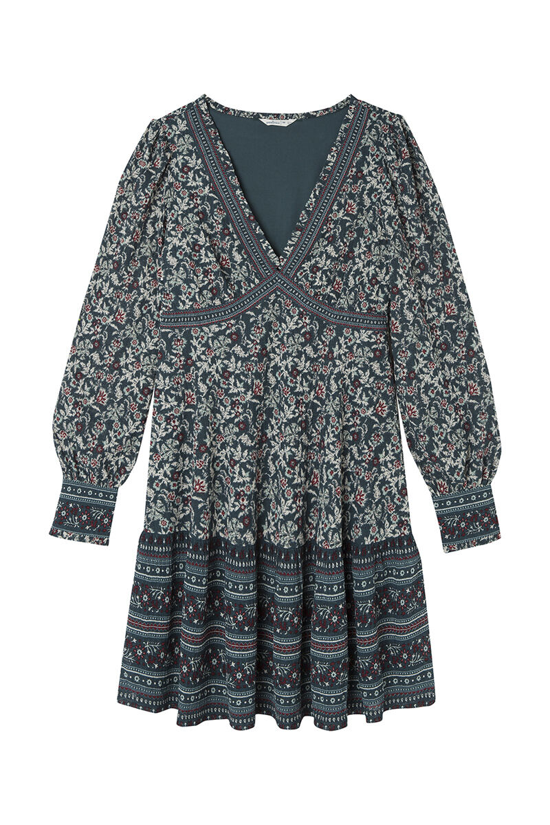 Springfield Vestido corto cenefas escote verde