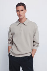 Springfield Polo piqué manga larga interlock boxy fit café