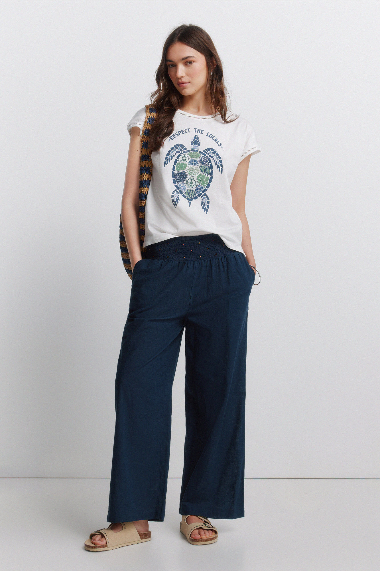 Springfield Playera de manga corta con estampado blanco