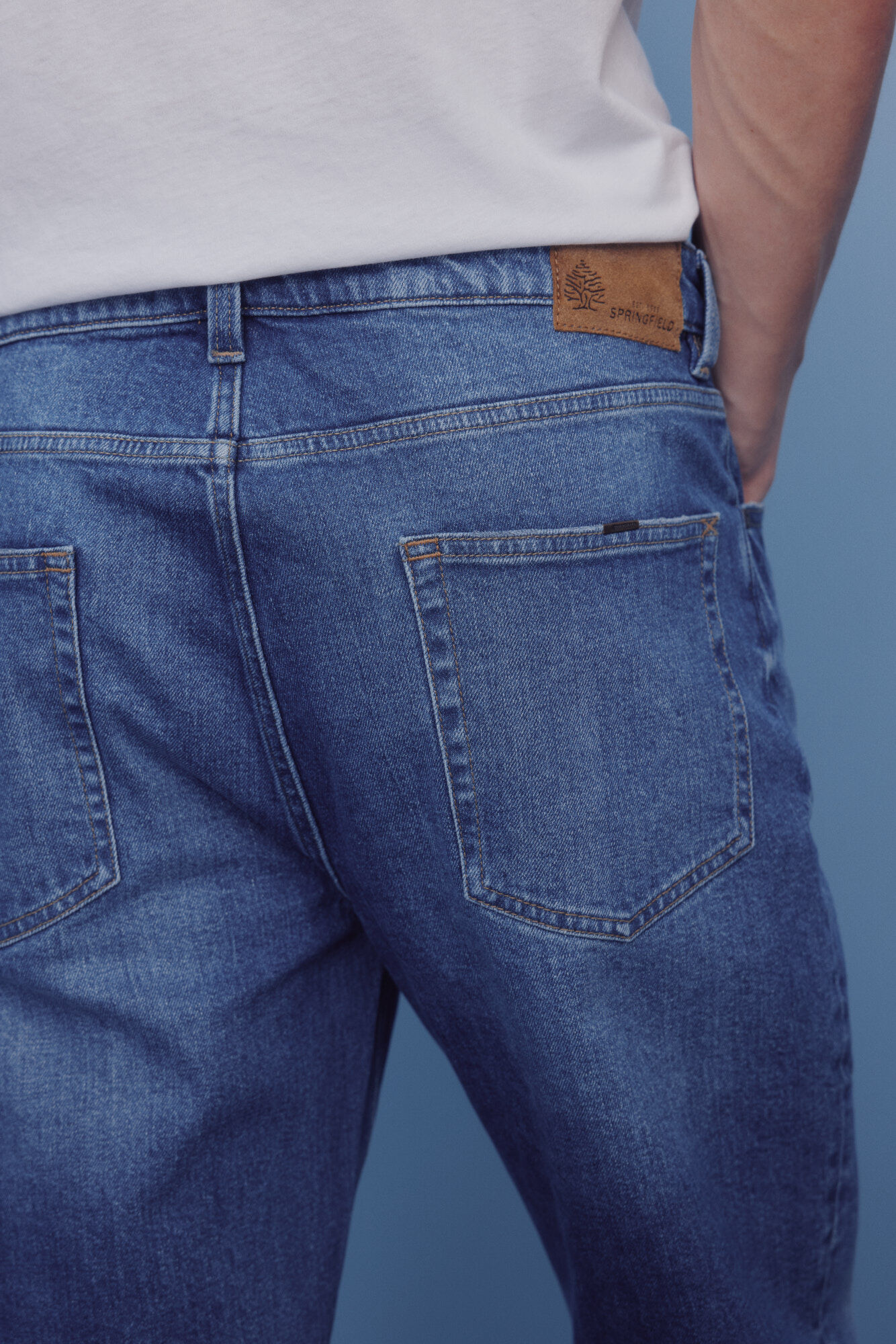 Springfield Pantal&oacute;n chino microestampado slim fit azulado