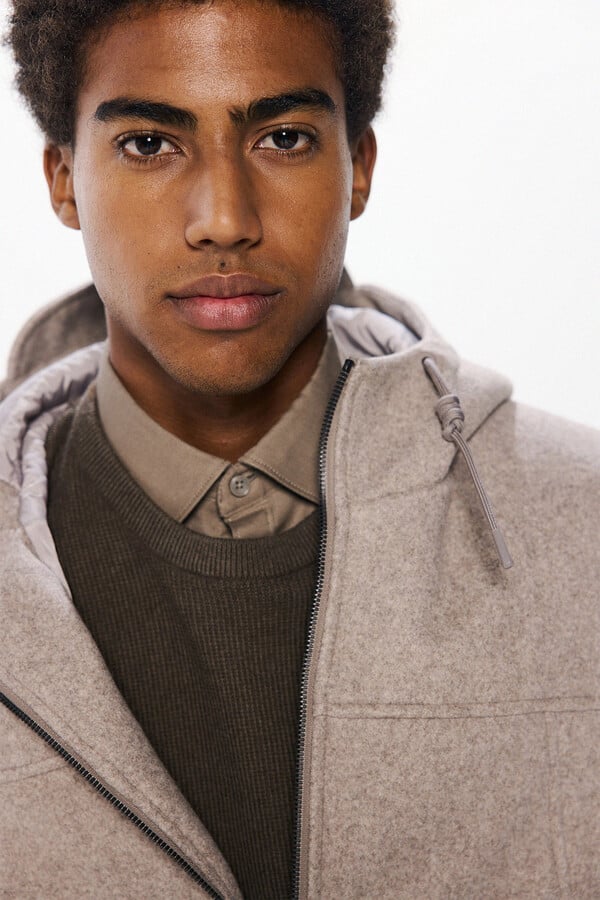 Springfield Parka corta efecto lana café