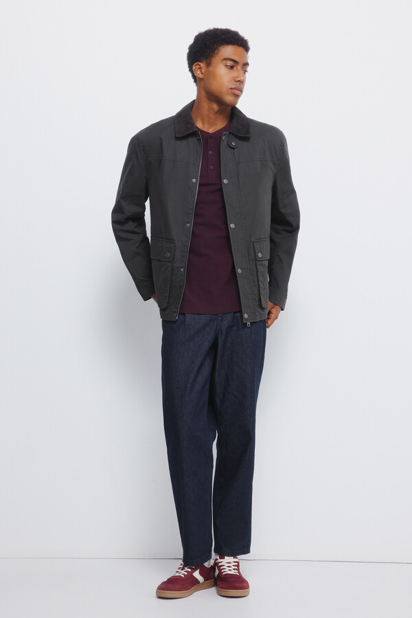 Springfield manga Cuello redondo con botones de playera naranja