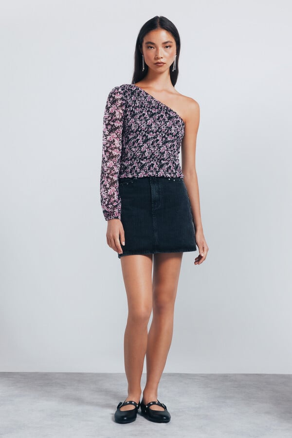 Springfield Blusa asimétrica smock negro