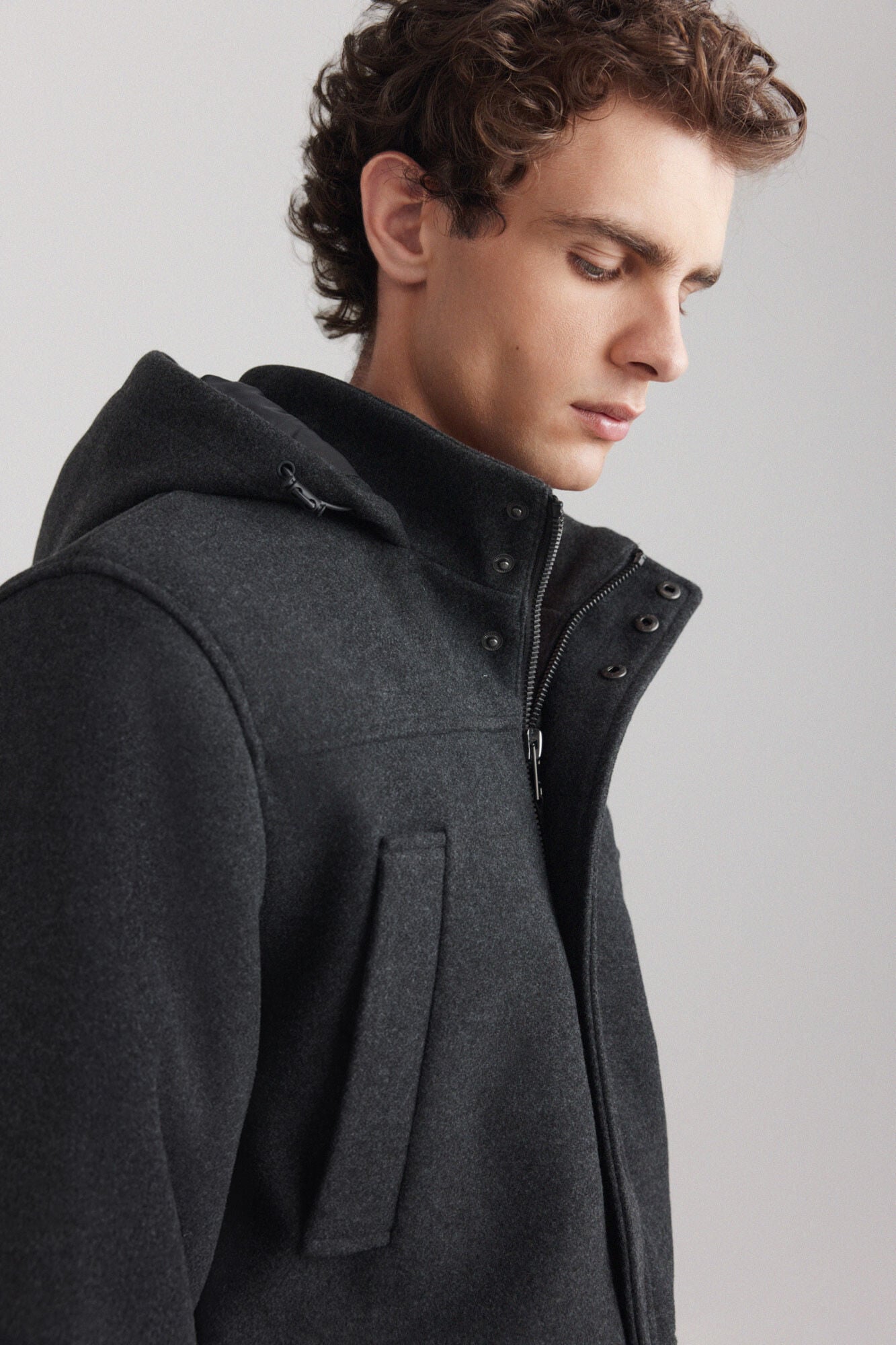 Springfield Parka larga efecto lana gris