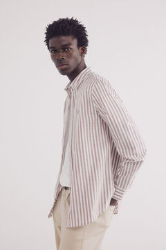 Springfield Camisa rayas algodón slub púrpura