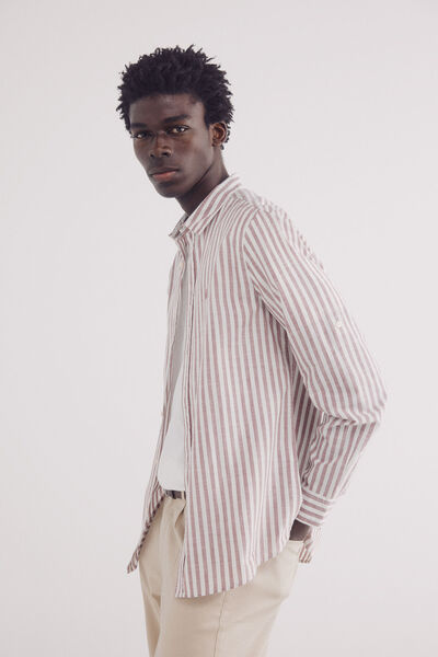 Springfield Camisa rayas algodón slub púrpura