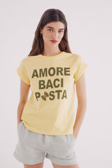 Springfield Playera "Amore baci pasta" amarillo