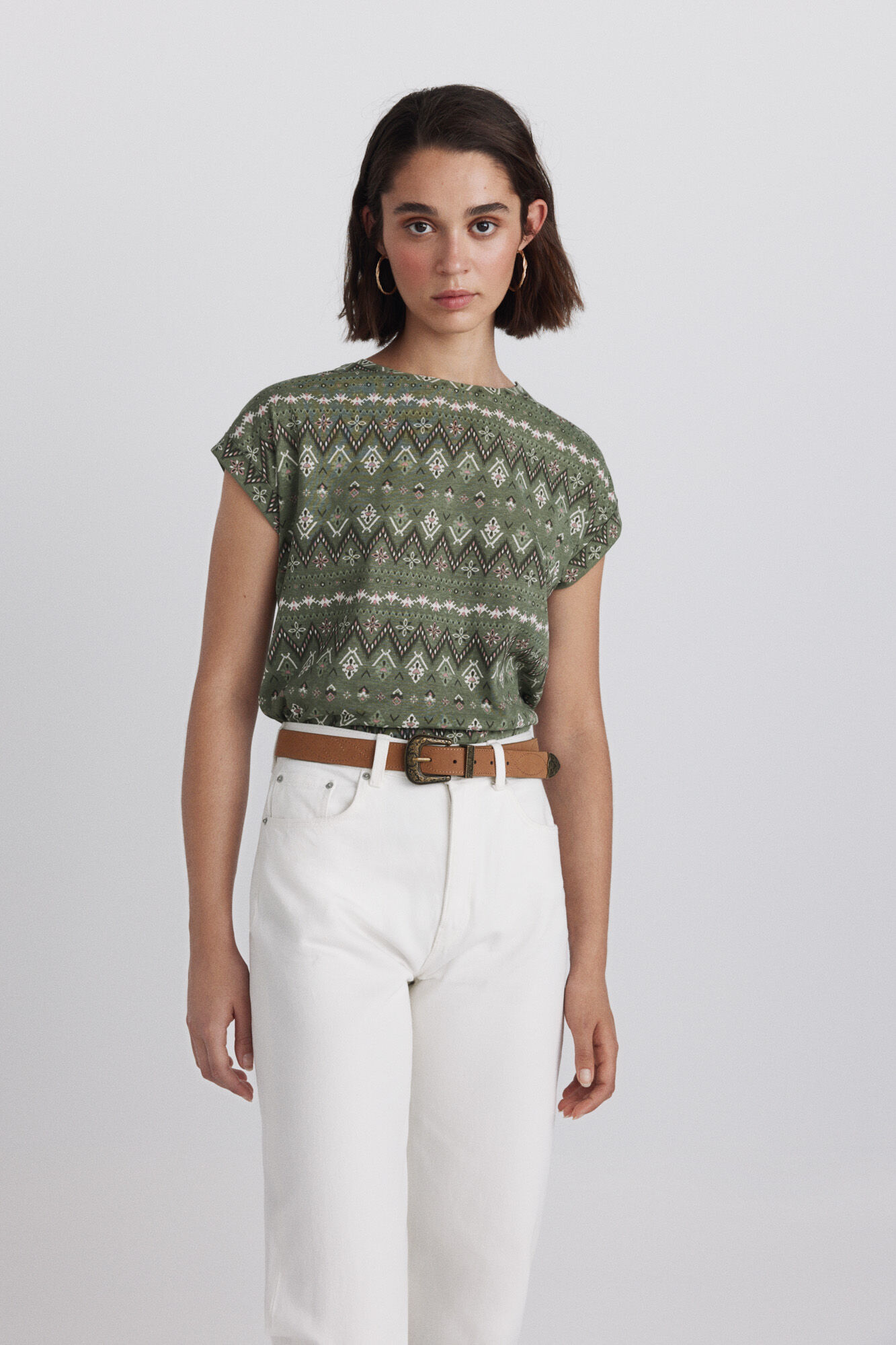 Springfield Playera estampada con bot&oacute;n en el hombro