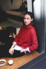 Springfield Suéter capucha tejido cable knit rojo