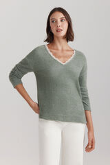 Springfield Su&eacute;ter fino cuello lace verde