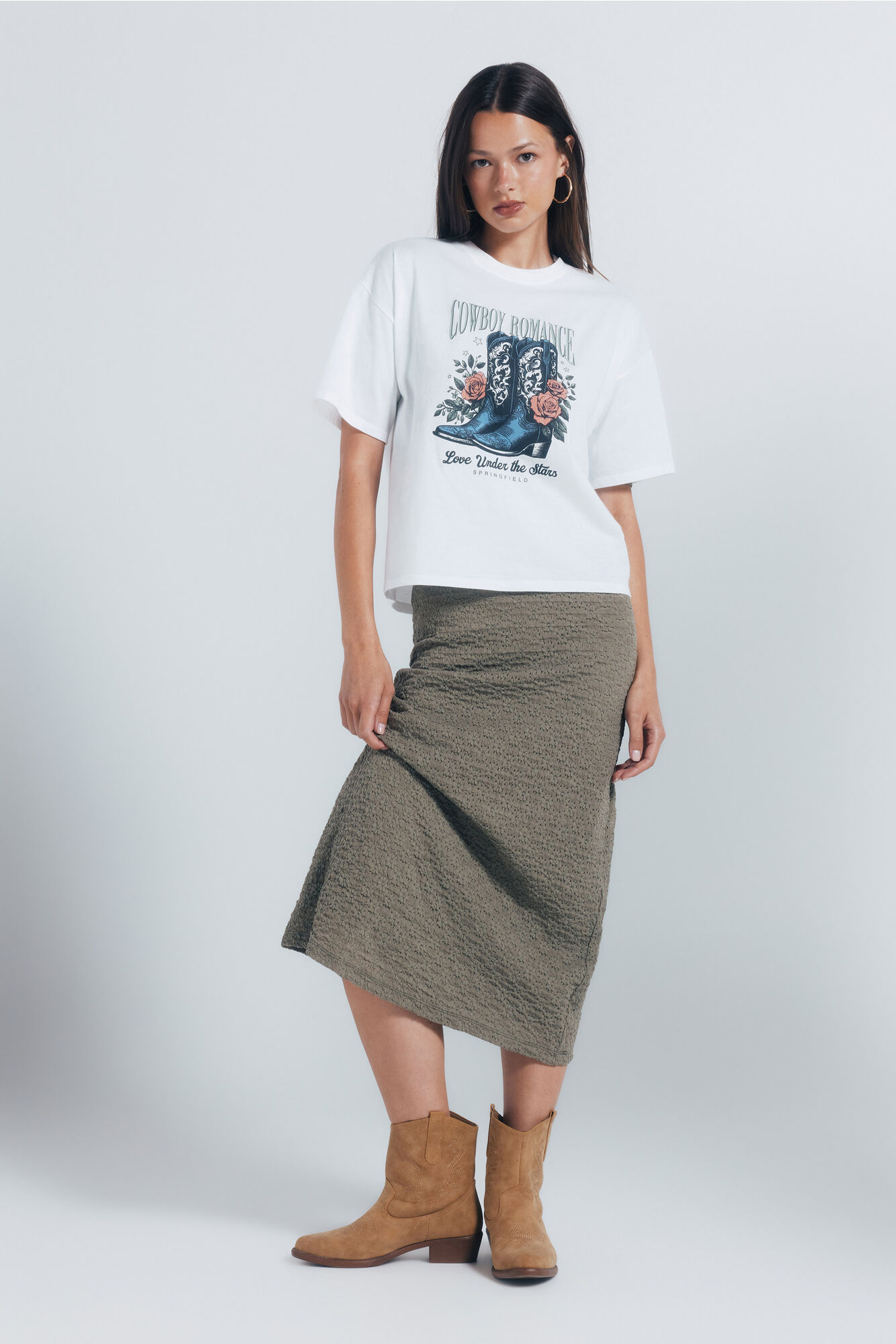 Springfield Playera gr&aacute;fica western caf&eacute;