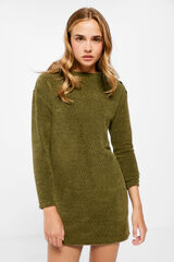 Springfield Vestido Chenilla Botones Hombro kaki