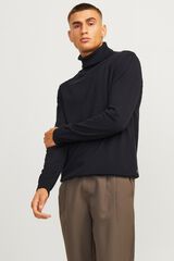 Jack & Jones Su&eacute;ter de algod&oacute;n de cuello alto negro