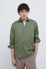 Springfield Camisa de franela con coderas kaki